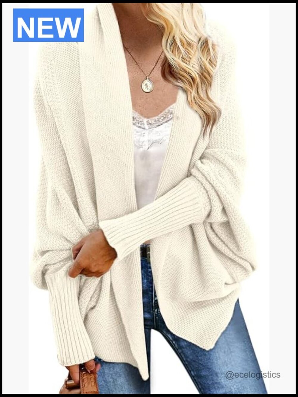 Oversized Batwing Slouchy Cable Knit Cardigan Sweater Wrap